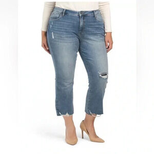 Kut‎ From The Kloth High Rise Kelsey Fab Ab Cropped Flare Jeans Size 24W